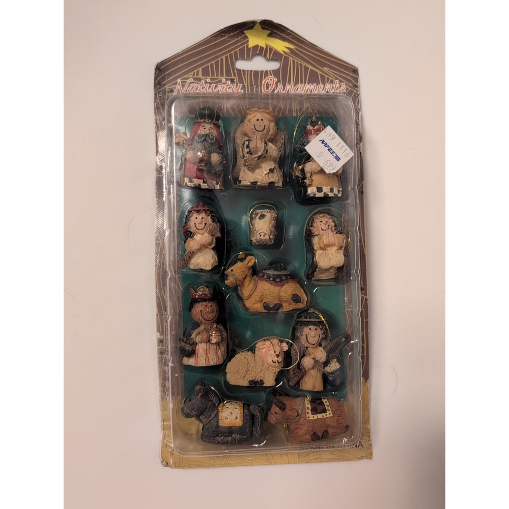 NEW Kurt S. Adler Nativity Ornaments Multicolor Resin Folk Art Set of 10 OS